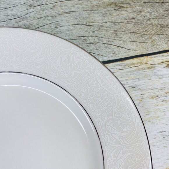 American Manor China CHANTILLY Cream Flowers Platinum Salad Lunch Plates Set 7 - Picture 15 of 16